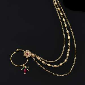 Gold Elegance Graceful Kundan Nose Ring