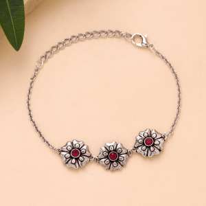 Phulwari Gulika Floral Oxidised Link Bracelet